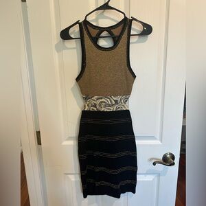 Wow Couture sexy black and gold bodycon dress